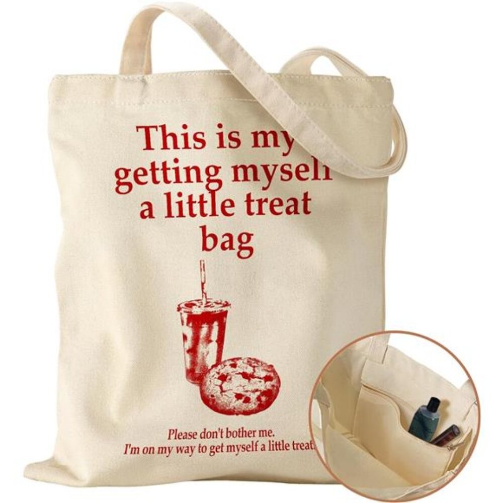 Canvas Tote Bag with Inner Pocket for Women, Cloth Cotton Totes Bag